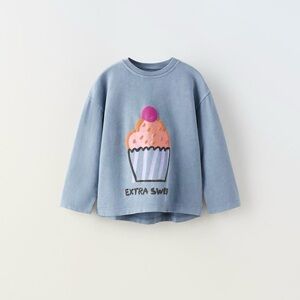 ZARA Dyed Printed Long Sleeve Cupcake Tee - Size: 3-4T